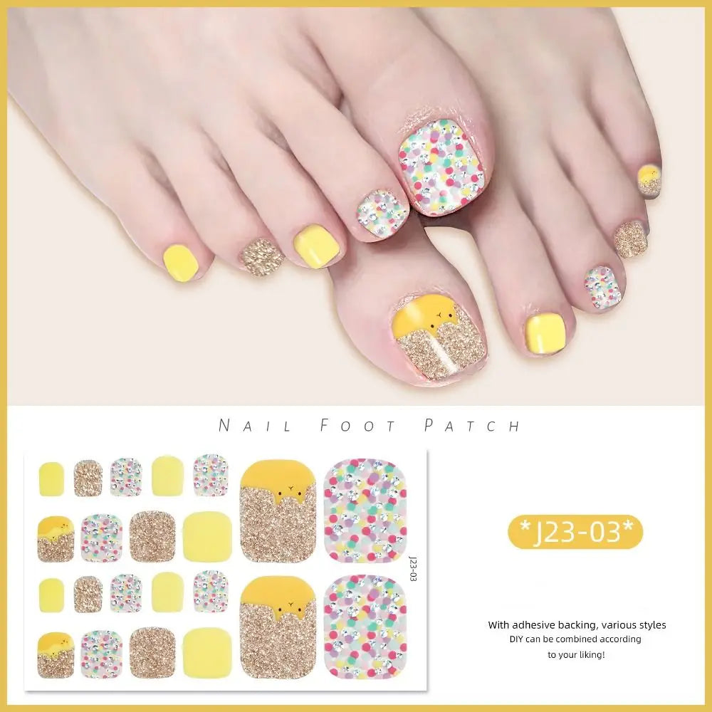 Removable Foot Nail Stickers White Flash Exquisite Toe Nail Sticker Fashion 22 Foot Nail Supplies And Manicure Tools Foot Toe