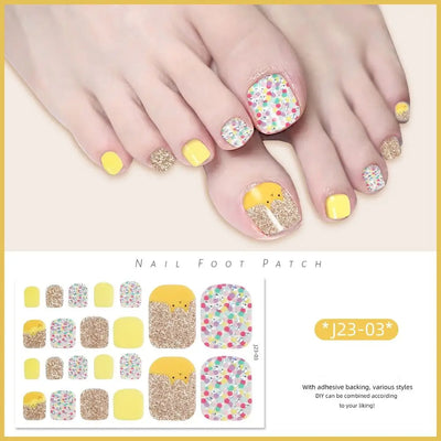 Removable Foot Nail Stickers White Flash Exquisite Toe Nail Sticker Fashion 22 Foot Nail Supplies And Manicure Tools Foot Toe