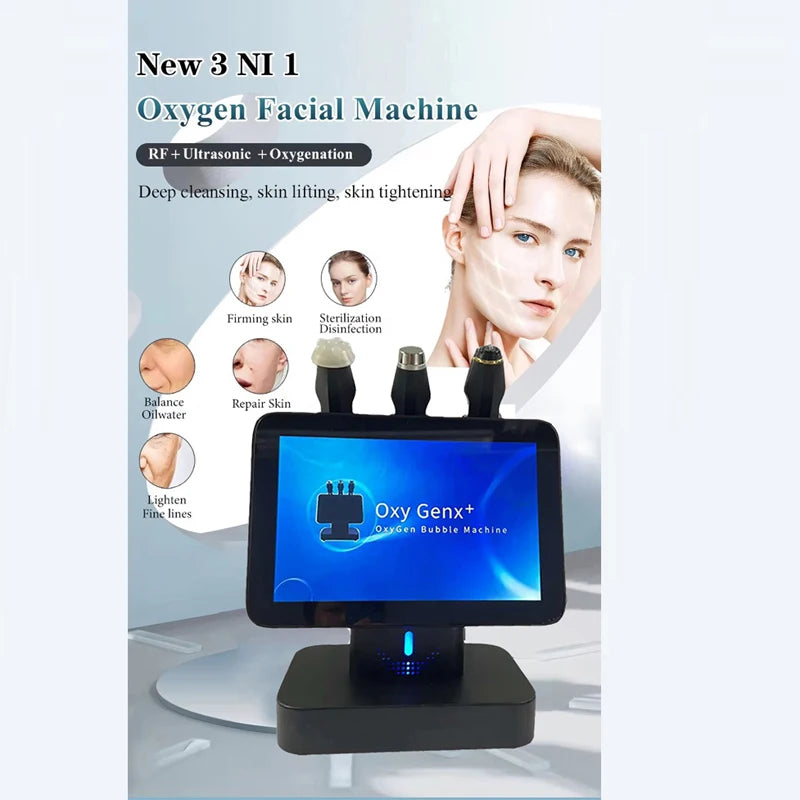 Professional CO2 Oxygen Facial Device Skincare Bubble Machine Hydro Dermabrasion 3 In 1 Facial Electric Massager Skin Cleansing