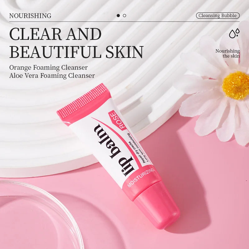 Rose Lip Balm Soft Lasting Nourishment and Moisture for Men and Women Fade Fine Lines Daily Care Lip Balm Clear Beautiful Skin