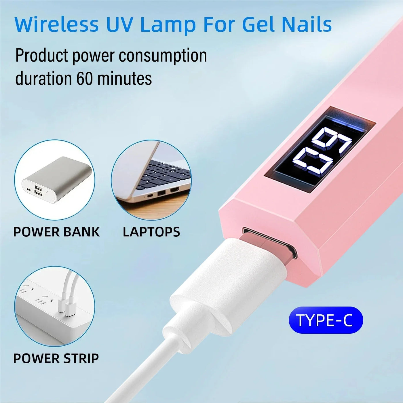 Timing Display Portable Handheld Mini Nail Lamp Family Quick Dry Flashlight Pen Chargeable Nail Dryer Machine Uv Led Nail Lamp
