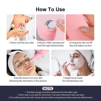 Diamond Microdermabrasion Machine Facial Vacuum Blackhead Removal Skin Toning Anti Aging Home Facial Peeling Beauty Device SPA