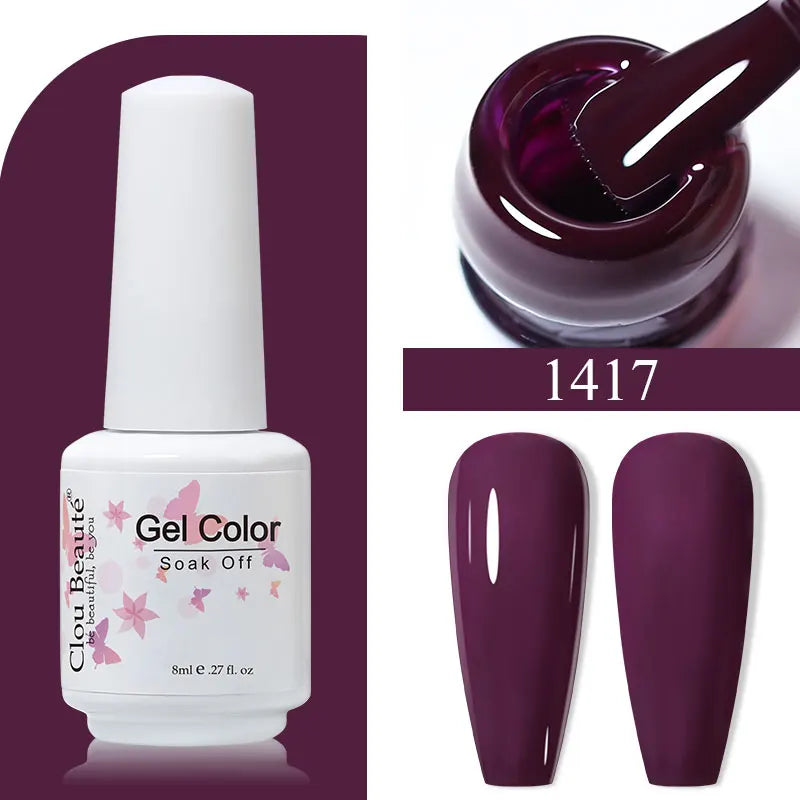 Clou Beaute 8ml Gel Polish Colorful Glitter UV Nail Gel Vernis Semi Permanent Glass Bottle Blue Green White Soak Off Gel Nail