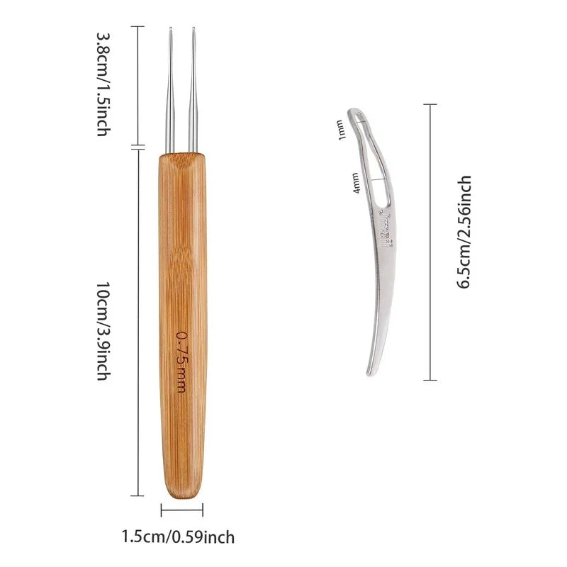 1pcs Wooden Crochet Dreadlocks Braid Needle Feather Wig Hook Needles Threader Knitting Hair Crochet Needles Hair Extension Tools