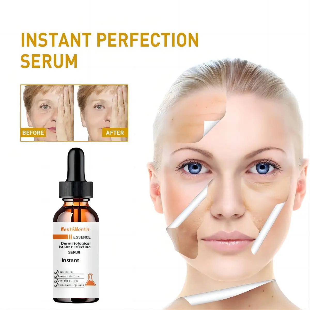 Wrinkle Remover Face Serum Lifting Firming Anti-Aging Fade Fine Lines Facial Essence Whitening Brighten Moisturizing Smooth Skin