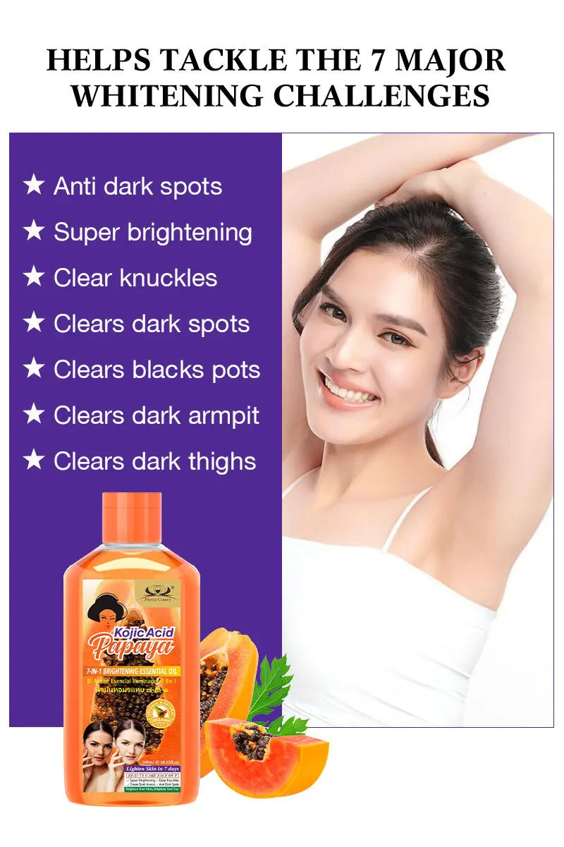 Papaya Kojic Acid Body Oil Deeply nourishes skin moisturizes fades dark spots evens tone absorbs fast enhances natural glow