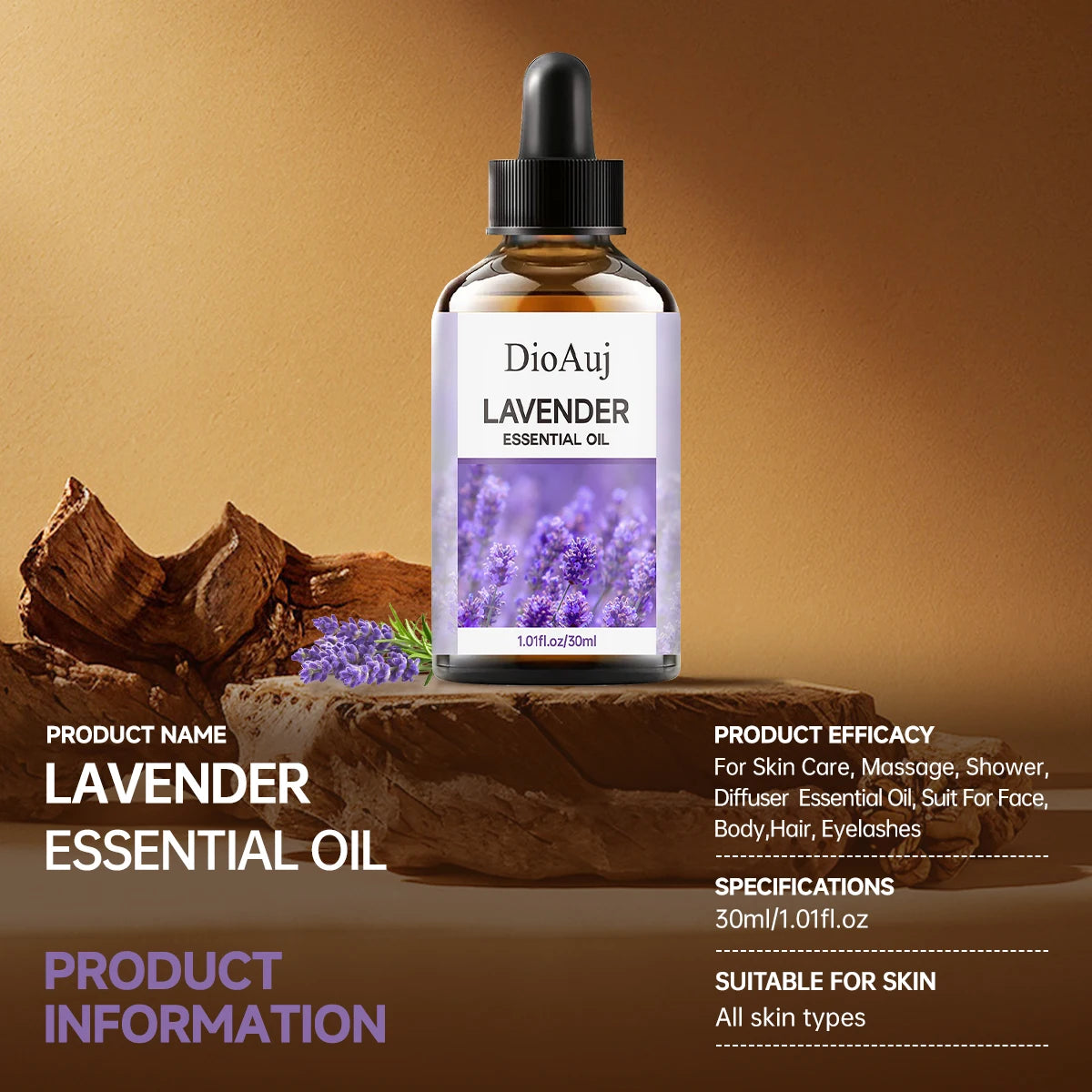 30ml/1.01fl.oz  LAVENDER Essential Oil  for Humidifier, Facial, Skin Care, Aromatherapy, Hair Care, Scalp and Body Massage