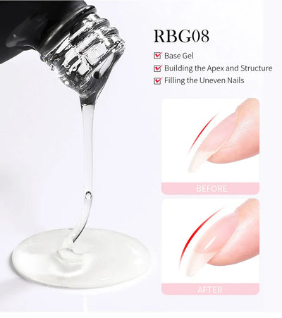 BORN PRETTY 15ML Milky Pink Rubber Base Gel Camouflage Color Coat Jelly White Nude Soak Off Nails Gels Varnish Self-leveling Gel