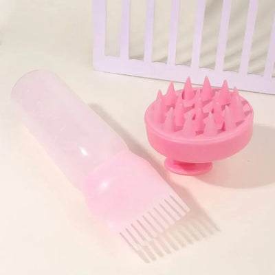 2Pcs/Set Silicone Hair Comb with Root Comb Applicator Bottle Set Hair Oil Applicator Shampoo Brush Tint Salon Hair Styling Tools