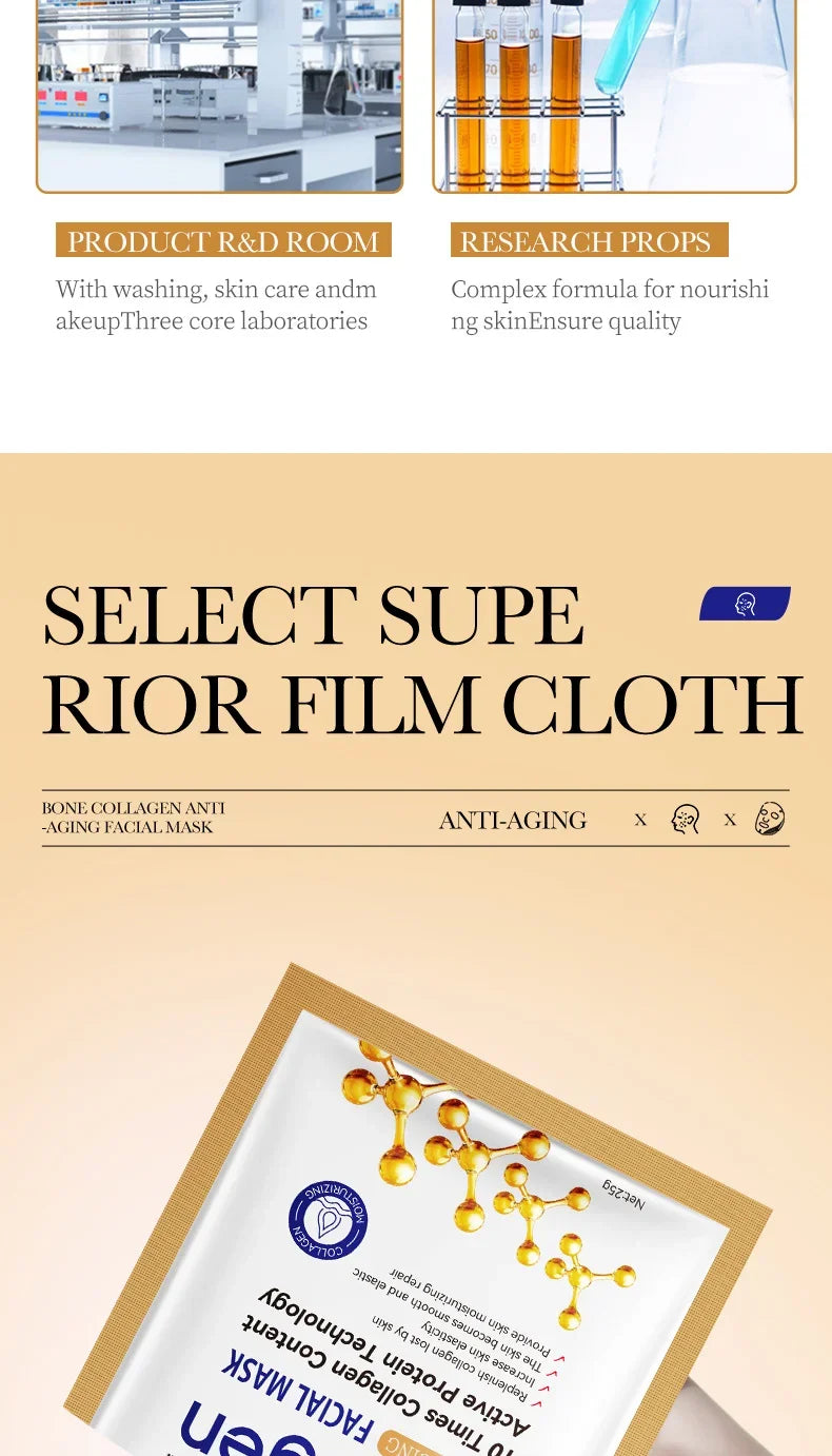 Collagen Anti Wrinkle Facial Mask Anti Aging Fade Fine Lines Firm Skin Moisturizing Brightening SkinCare Korean Cosmetics