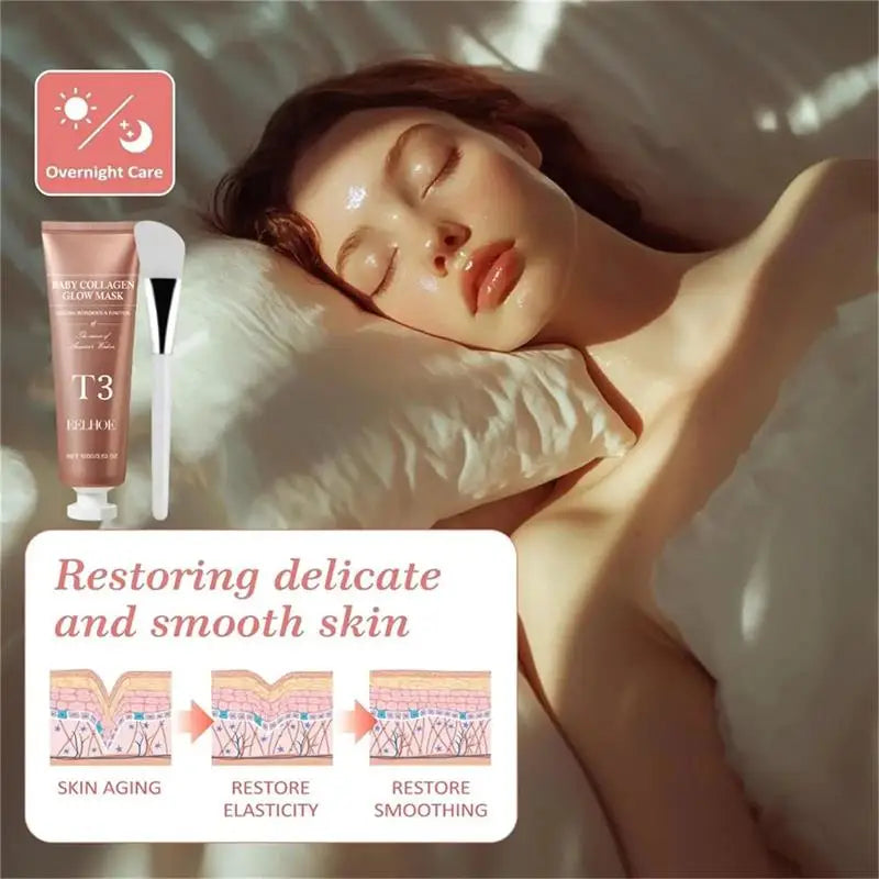 T3 Collagen Mask Peel Off Glowing Mask Lifting Firming Fade Fine Line Increase Elasticity Anti-Wrinkle Brighten Korean Skin Care
