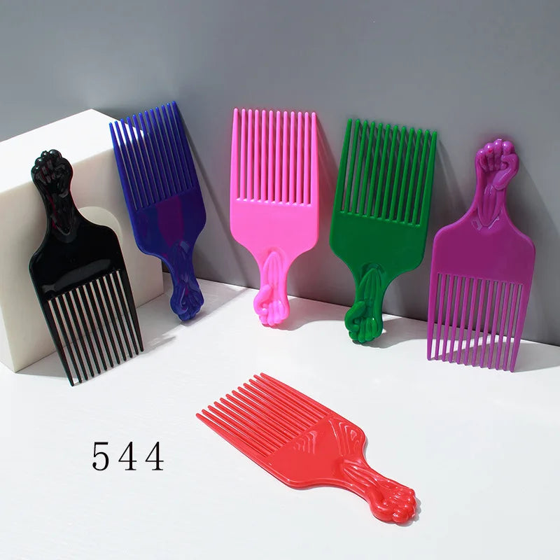1 Piece Wide Teeth Brush Pick Comb Fork Hairbrush Insert Hair Pick Comb Plastic Gear Comb For Curly Afro Hair Styling Tools