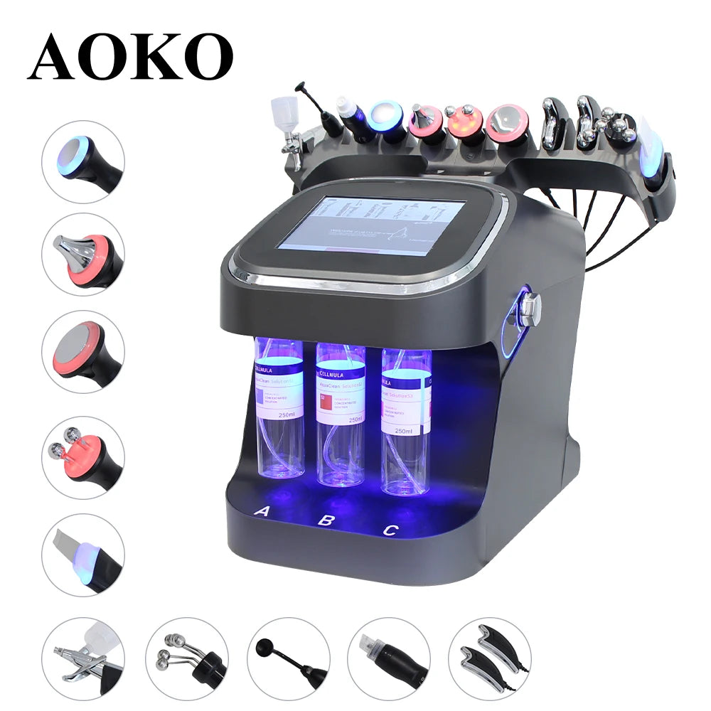 AOKO Updated 10 in 1 Bubbles Skincare Facial spa Hydrogen Purification Face Cleaning Professional Beauty Machines