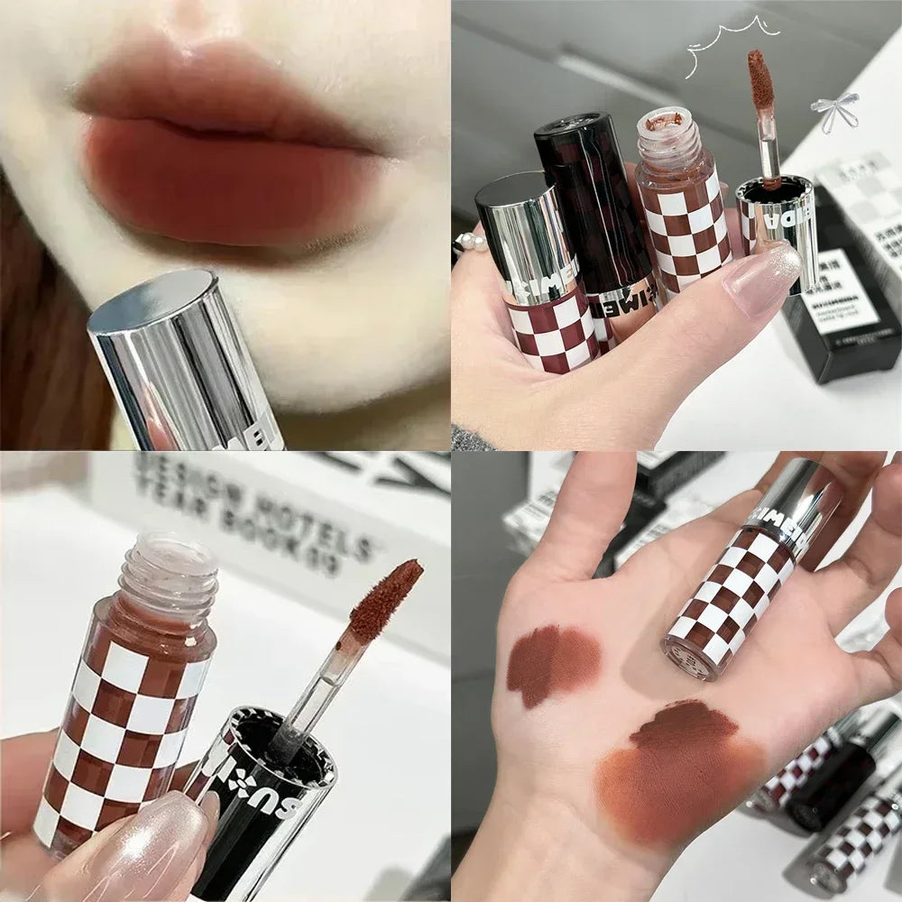 6 Color Punk Dark Red Lip Gloss Matte Lipstick Lasting Waterproof Smoky Dark Nude Purple Durable Natural Lip Tint Korea Makeup