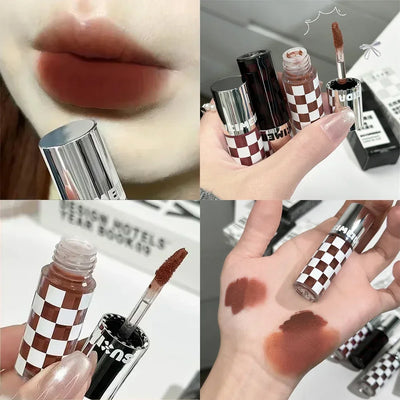 6 Color Punk Dark Red Lip Gloss Matte Lipstick Lasting Waterproof Smoky Dark Nude Purple Durable Natural Lip Tint Korea Makeup