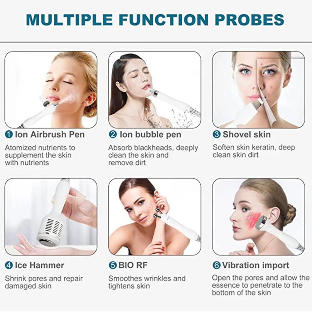 6 in1 Hydro Water Oxygen Jet Peel Machine Oxy Spray Facial Machine Cleaning RF Lifting Dermabrasion Skin Care Beauty Device Spa