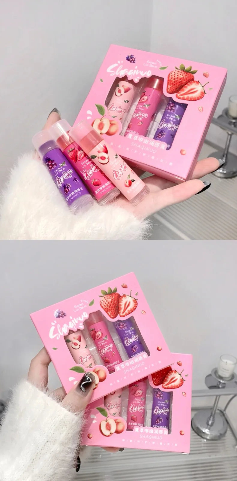 Jelly Fruit Lip Balm Plant Extract Moisturizing & Nourishing Lip Pomade Lasting Hydrating Lip Gloss Care Juicy Peach Lipsticks