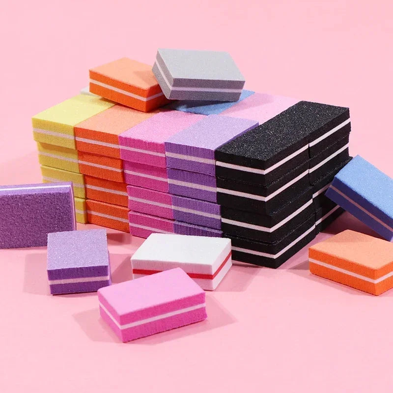 New 100-10Pc Mini Buffing Sanding Files Block Pedicure Care Nail Art Buffer Polish Manicure Pedicure Nail File Tools Nail Charm