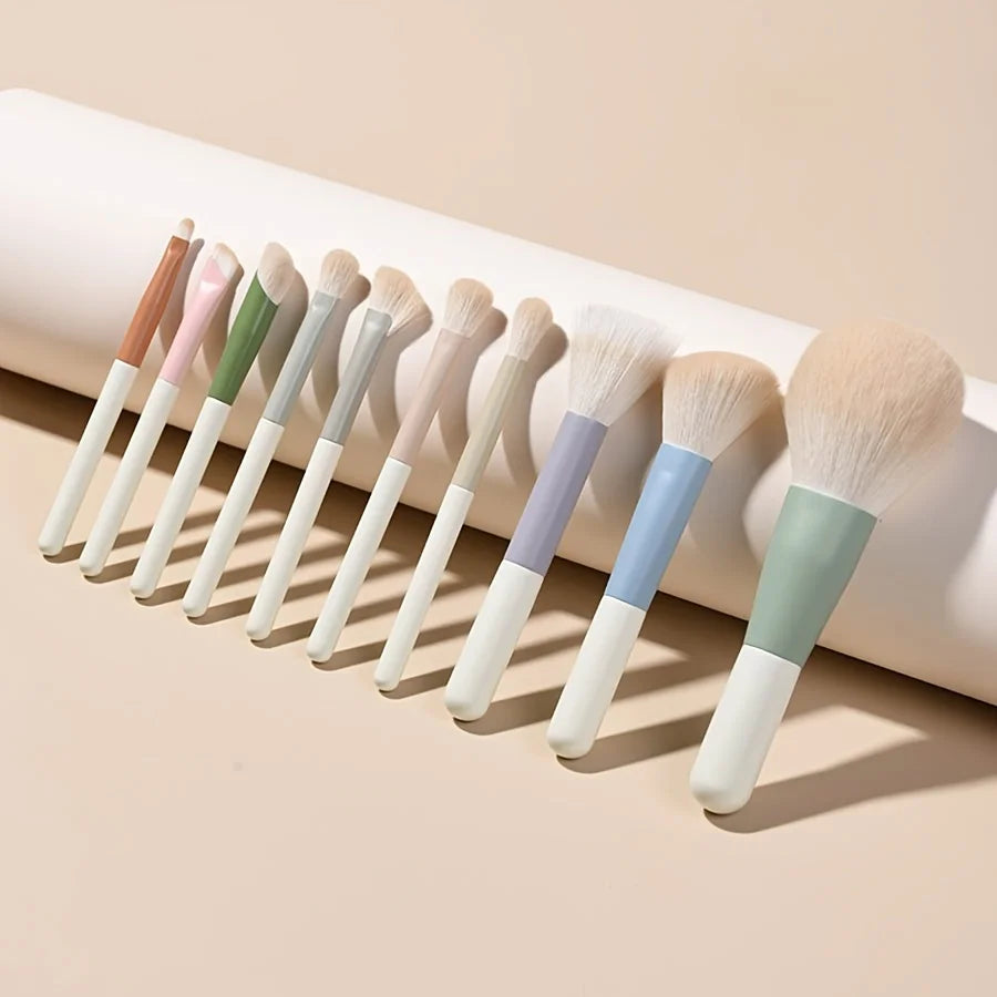 10 Mini Portable Makeup Brush Set Full Set of Eye Shadow Brushes Mini Soft Hair Makeup Travel Suit ﻿