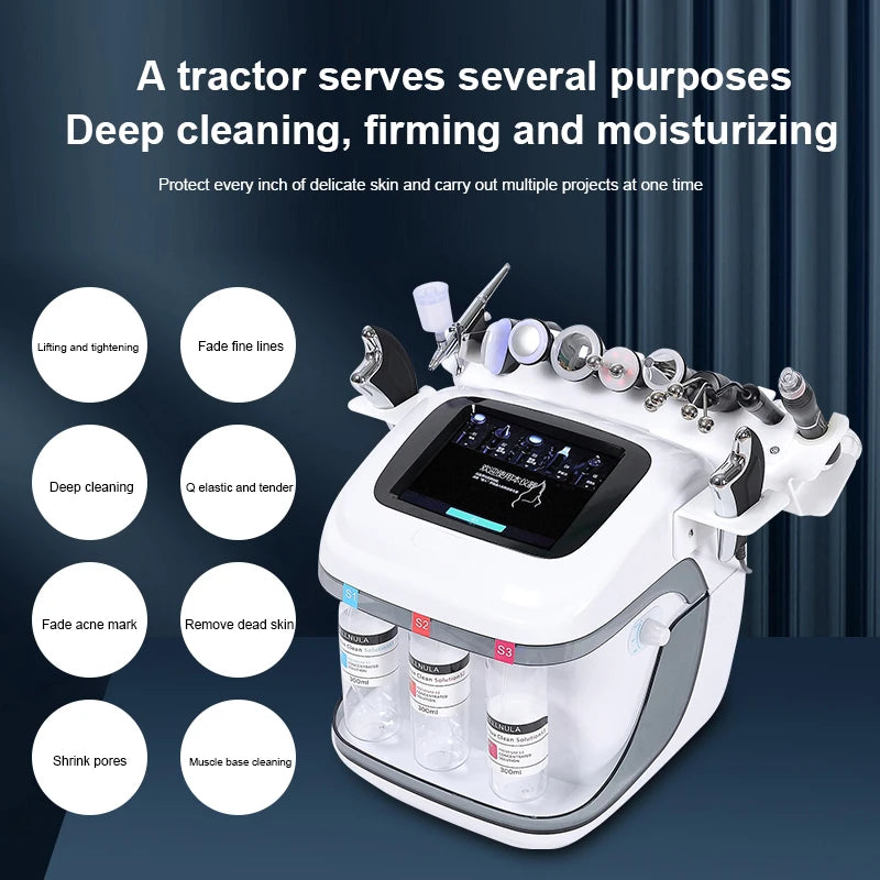 The New 10 In 1 Aqua Peeling Lift Skin Bubble Moisturizer Oxygen Machine Skin Care Cleansing Facial Dermabrasion Equipment