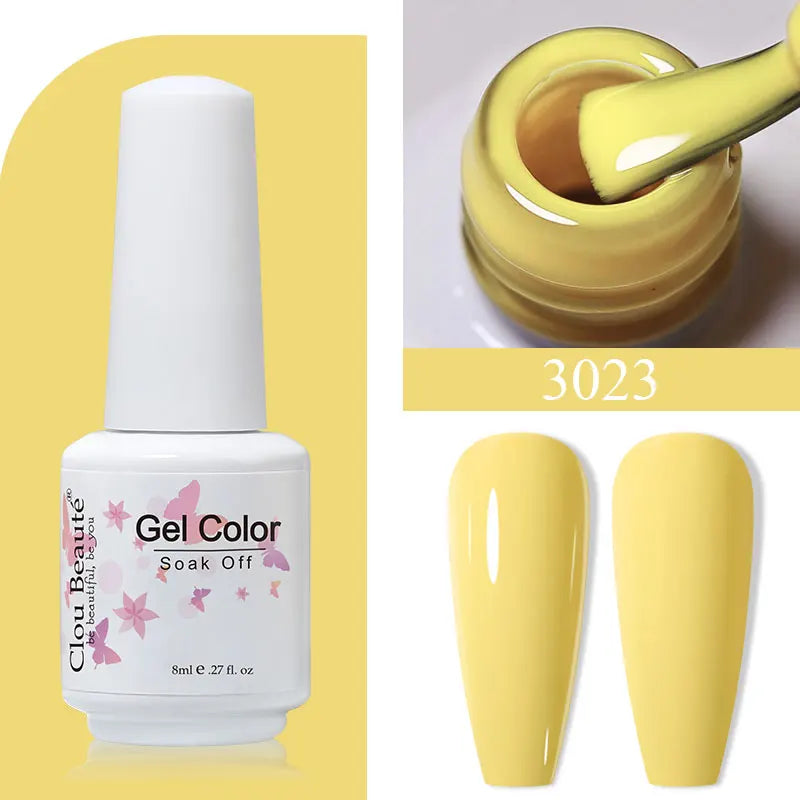 Clou Beaute 8ml Gel Polish Colorful Glitter UV Nail Gel Vernis Semi Permanent Glass Bottle Blue Green White Soak Off Gel Nail