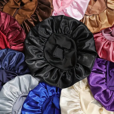 1pcs Soft Silk Satin Lined Bonnet Large Satin Hair Bonnet Household Sleep Shower Cap Hair Wrap Cover for Long Hair Salon Tool