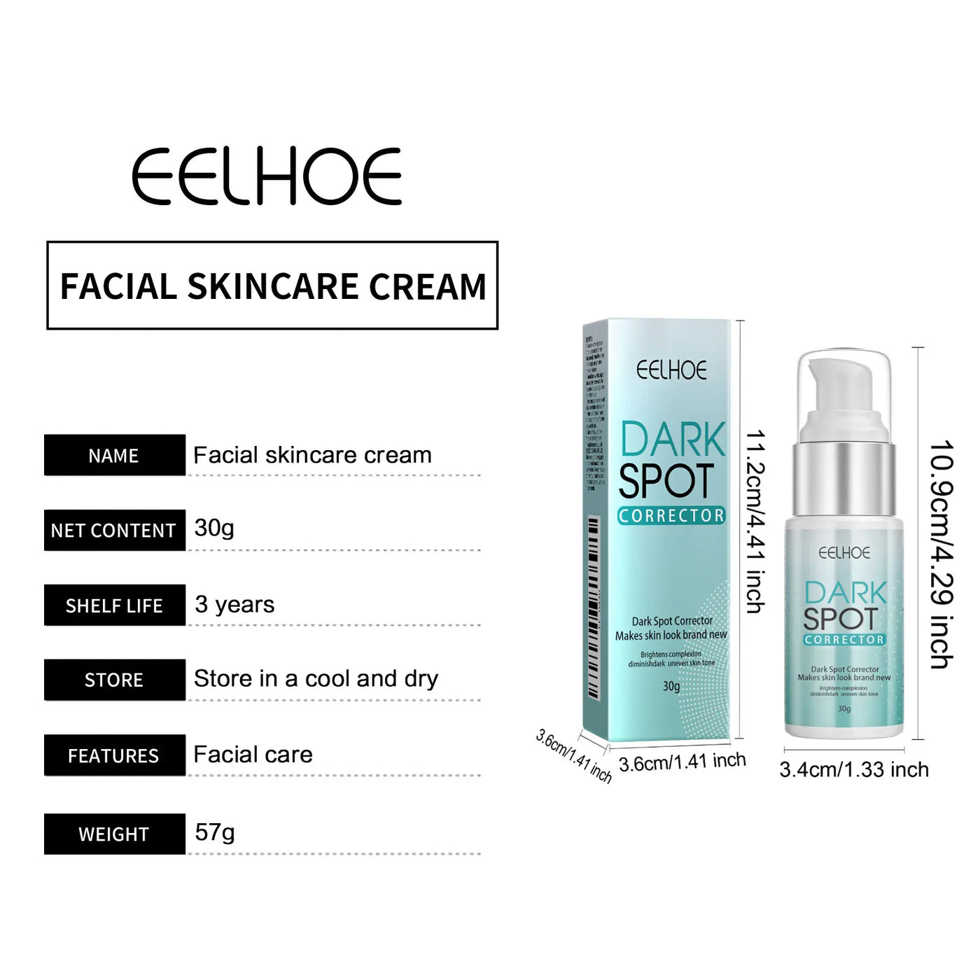 EELHOE Dark Spot Remover Face Cream Pigmentation Removal Melasma Remove Deep Hydration Skin Brightening Anti Freckle Cream 30g
