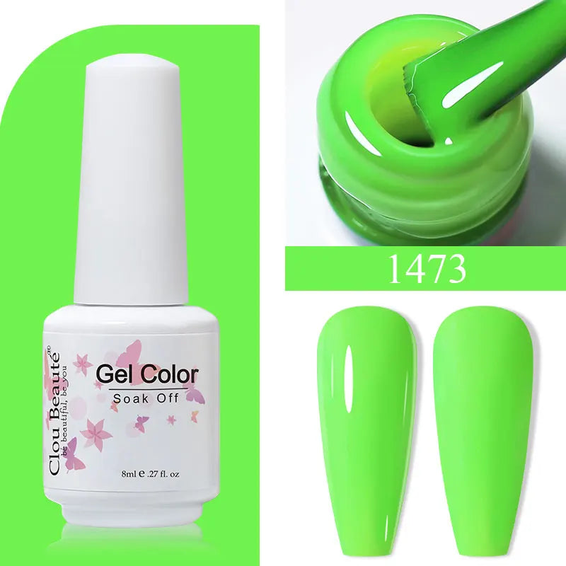 Clou Beaute 8ml Gel Polish Colorful Glitter UV Nail Gel Vernis Semi Permanent Glass Bottle Blue Green White Soak Off Gel Nail