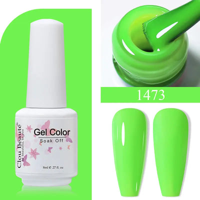 Clou Beaute 8ml Gel Polish Colorful Glitter UV Nail Gel Vernis Semi Permanent Glass Bottle Blue Green White Soak Off Gel Nail
