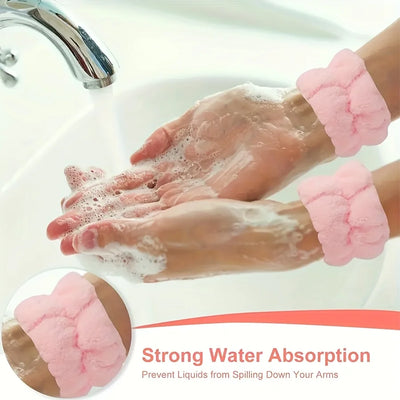 3-piece set Coral velvet snail decorative headband and, absorbent wrist towel suitable for bathing, with elastic anti slip