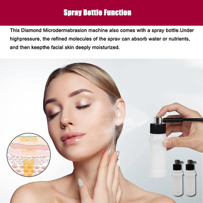 3 in 1 Facial Care Salon Equipment Diamond Microdermabrasion Dermabrasion Machine for Personal Home Use With Diamond Tips
