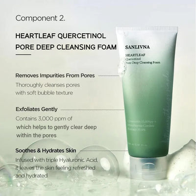 Heartleaf 77% Skincare 4-Piece Set - Deep Cleansing Cleanser, Toner, Peach 70 Face Serum, Pore Cleansing Oil, Daily Skincare Set