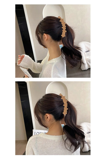 Fashion Pink Flower Banana Hair Clips Simple Non-Slip Frosted Hair Claws for Women Girls Bath Ponytail Hairpins Barrettes Coffee