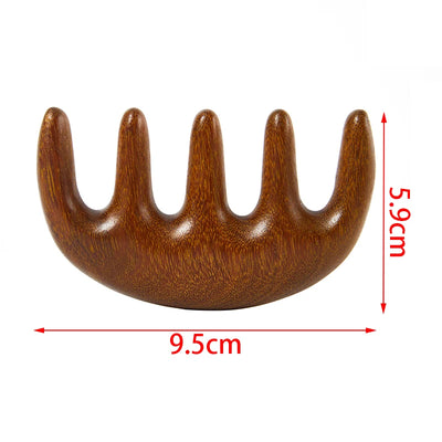 Sandalwood Head Meridian Massage Comb with Five Teeth Antistatic Massager Acupuncture Therapy Blood Circulation Wooden Combs