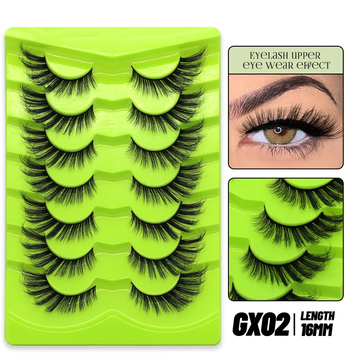 GROINNEYA Cat Eye Lashes Natural long Manga Lashes Faux Mink Eyelashes Winged End Eye Elongated Eyelashes Fake Lashes Soft