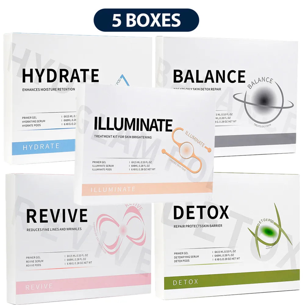 Foreverlily 5 pcs CO2 Pods Set For CO2 Bubble Pen Aqua Face Cleaning CO2 Capsule Gels Facial SPA Beauty Restart Kit Skin Care