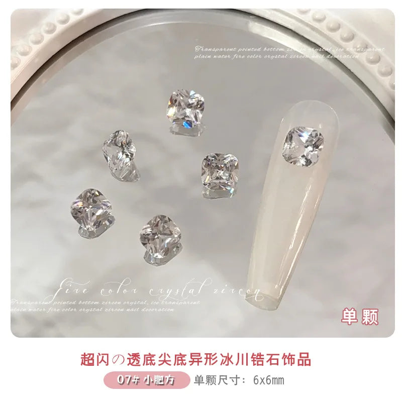10-20PCS Super Sparkle Clear Translucent Zircon Nake Pointed Diamonds Nail Art Rhinestones Decorations Manicure Ornaments