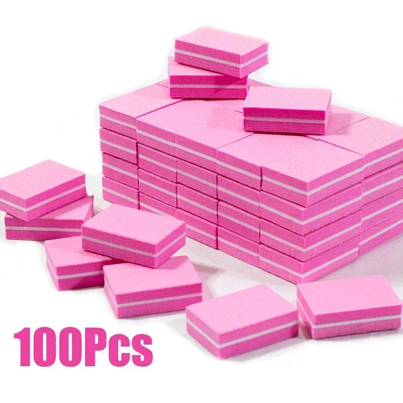 New 100-10Pc Mini Buffing Sanding Files Block Pedicure Care Nail Art Buffer Polish Manicure Pedicure Nail File Tools Nail Charm