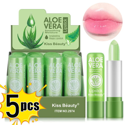 Temperature Change Aloe Vera Lip Balm Natural Lasting Moisturizing Anti-drying Lipstick Refreshing Non-sticky Lips Care Cosmetic