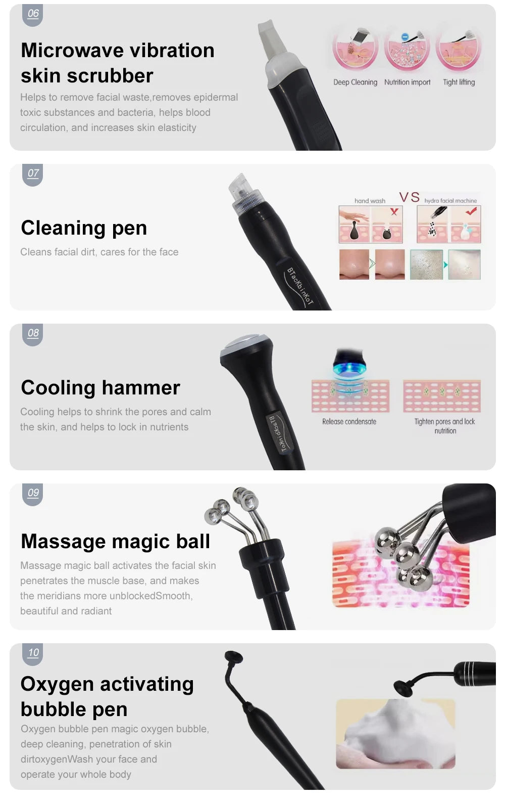 AOKO New10IN 1 Hydro Dermabrasion Aqua Peeling Ultrasound Facial Care Oxygen Injection Skin Rejuvenation Whiting Beauty Machine