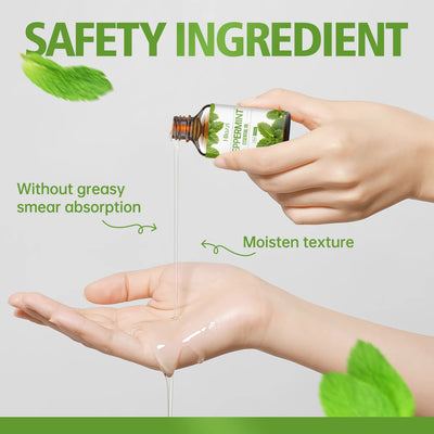 Peppermint essential oil has a refreshing aroma, delicate texture, moisturizing and is suitable for body care and hair care.