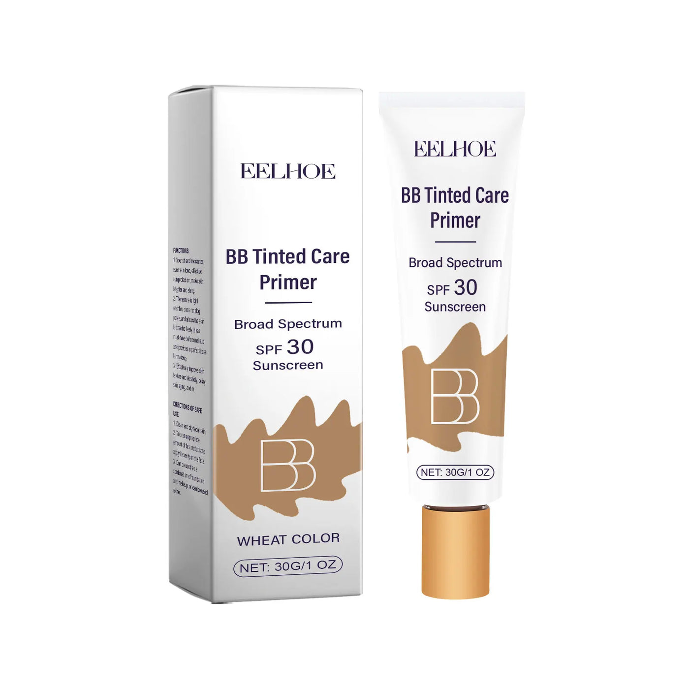 Tinted BB Cream with SPF 30 Full Coverage Invisible Pores Acne Brightening Niacinamide Nude Makeup Facial Foundation Waterproof