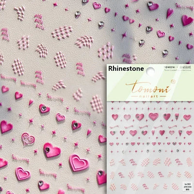 Cat's Eye 5D Gradient European Love Heart Gem Wing Crystal Geometric Colorful Self Adhesive Nail Art Stickers Manicure Decals