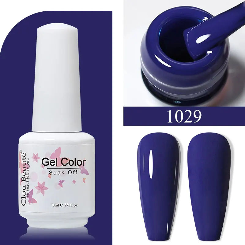 Clou Beaute 8ml Gel Polish Colorful Glitter UV Nail Gel Vernis Semi Permanent Glass Bottle Blue Green White Soak Off Gel Nail