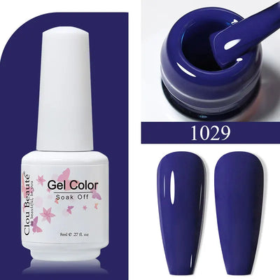 Clou Beaute 8ml Gel Polish Colorful Glitter UV Nail Gel Vernis Semi Permanent Glass Bottle Blue Green White Soak Off Gel Nail