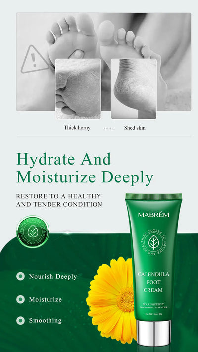 MABREM Foot Treatment Cream Whitening Anti-cracking Moisturizing Foot Care Exfoliating Scrub Anti-dry Calendula Olive Repair 40g