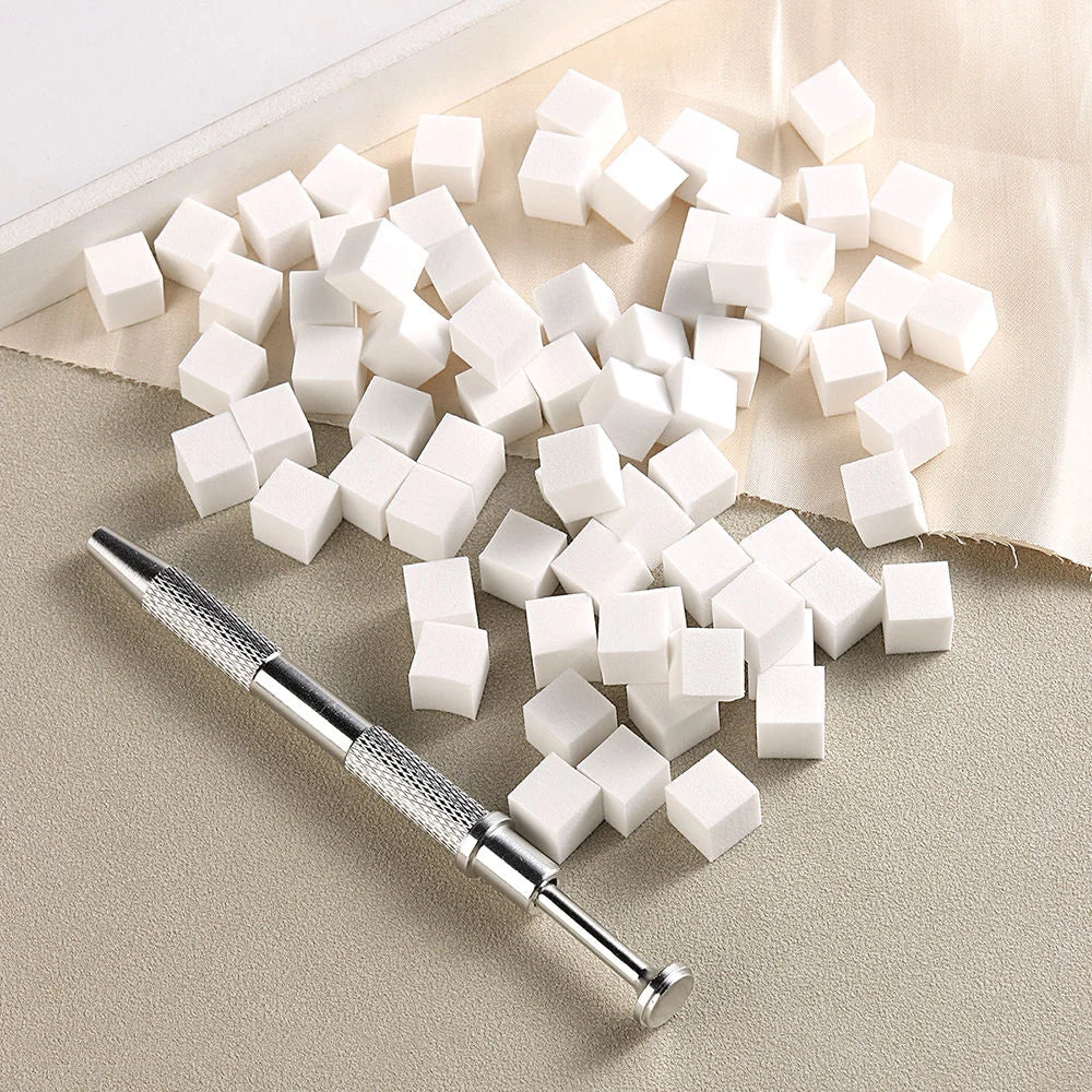 Mini Square Nail Art Sponge 4 Claws Metal Grabber Pen Nail Sponge Manicure Tools Gradient Brush Glitter Powder Dotting Pen