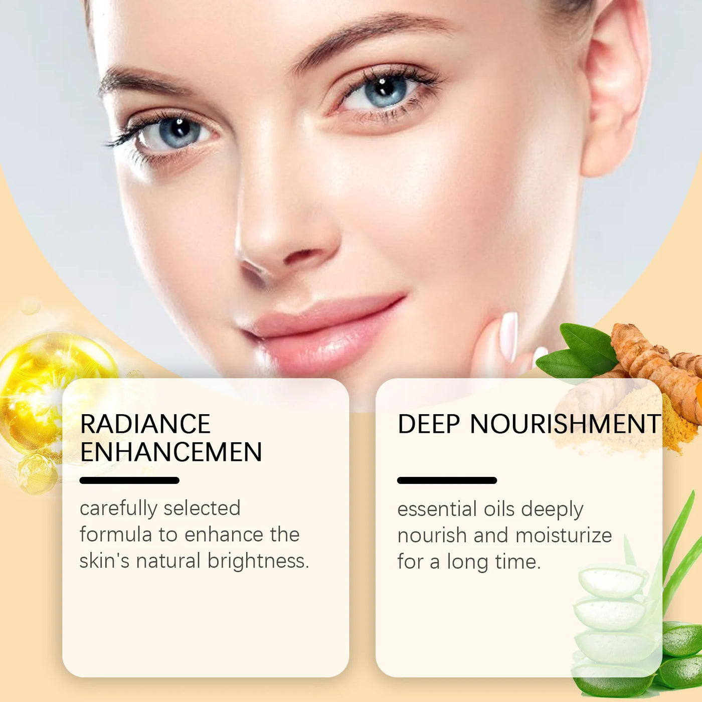 Turmeric Facial Essence Oil Nourishing Brightening Fade Dark Spot Skin Care Smoothing Firming Glowing Complexion Moisturizing