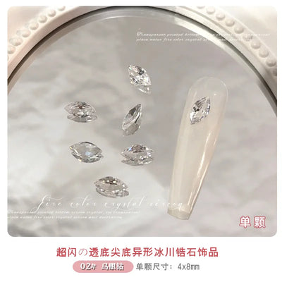 10-20PCS Super Sparkle Clear Translucent Zircon Nake Pointed Diamonds Nail Art Rhinestones Decorations Manicure Ornaments