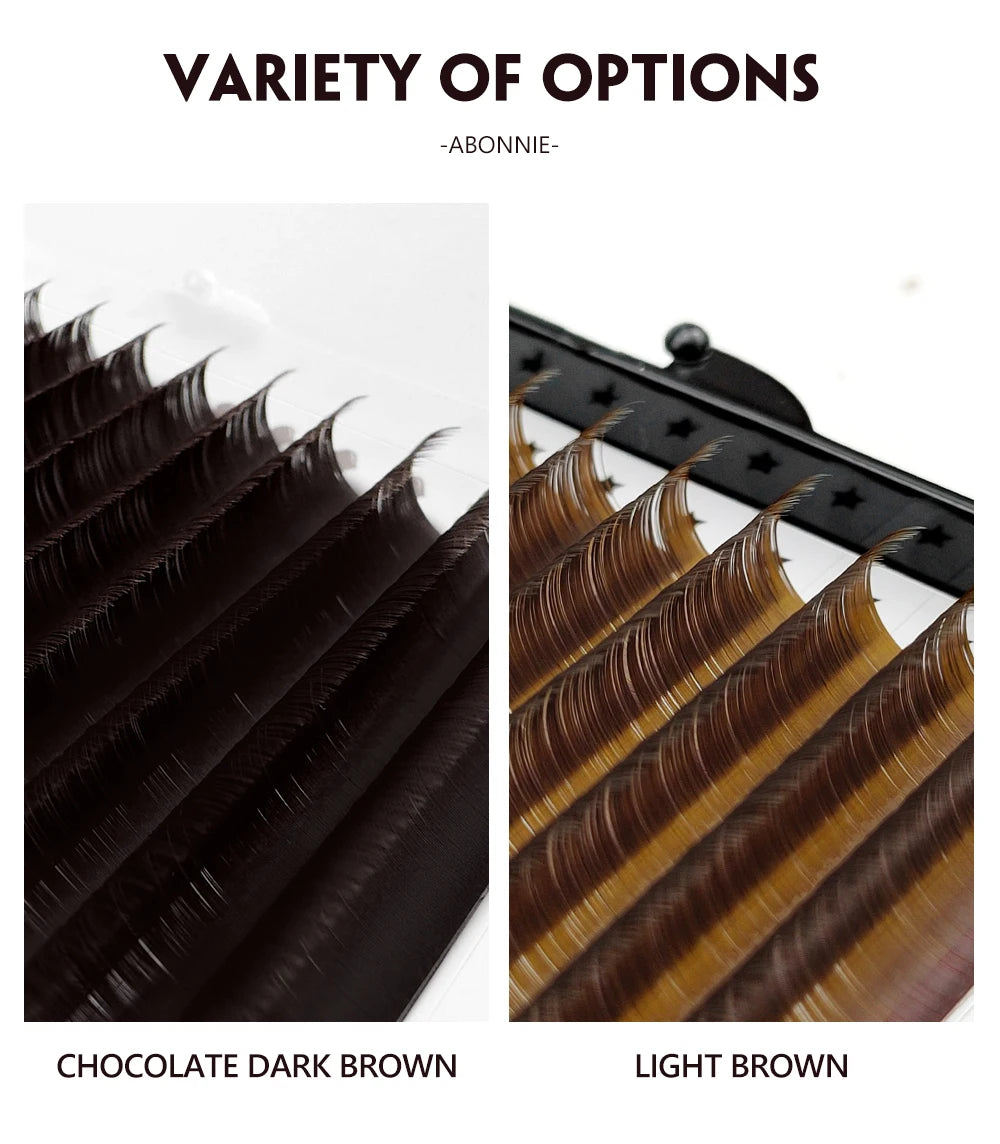 Abonnie Chocolate Dark Brown Individual Eyelash Extension 8-15mm Brown Color False Lashes Mink Eyelash Extension